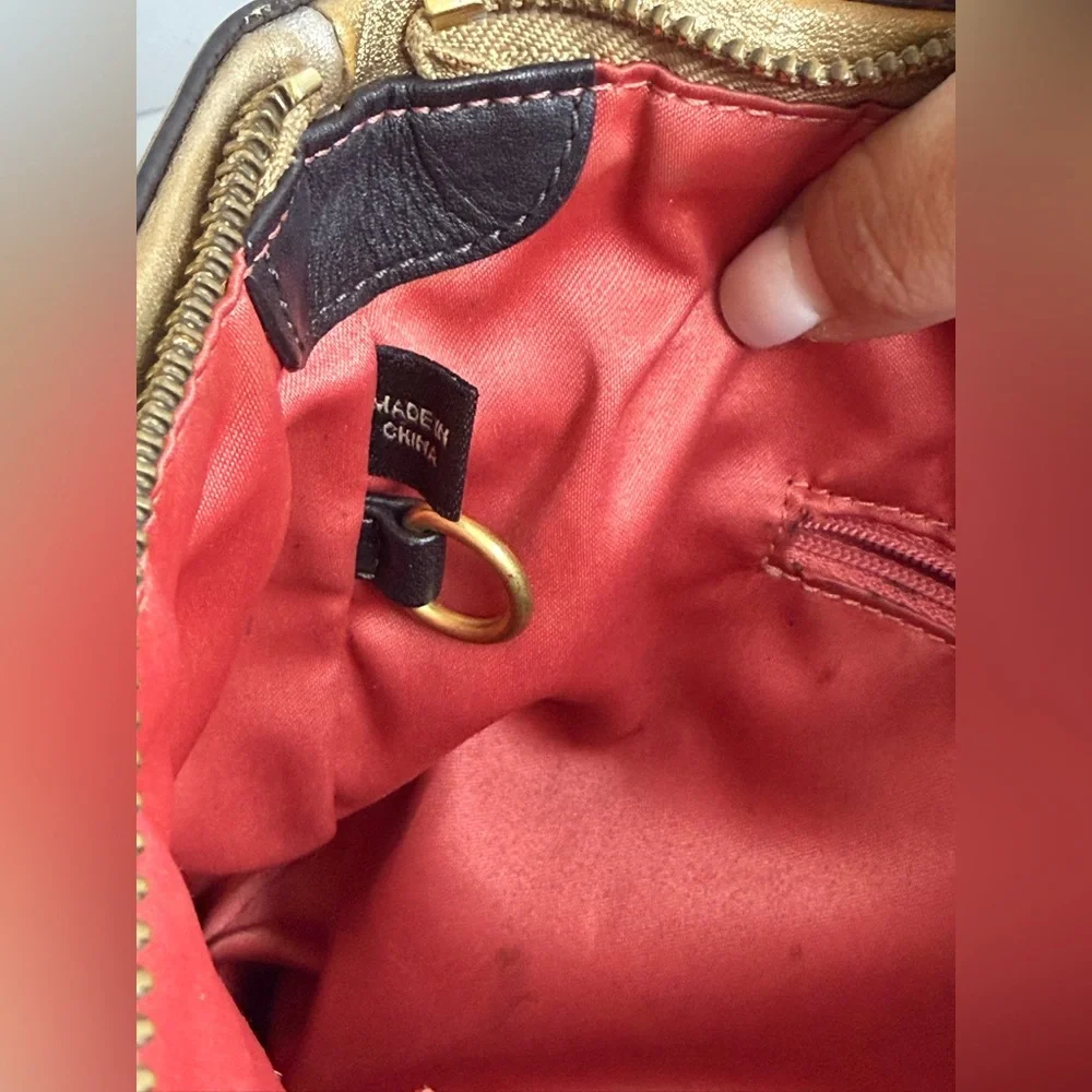 Coach Signature Stripe Studded Lurex Tote in a Gold Colorway - Picture 11 of 13